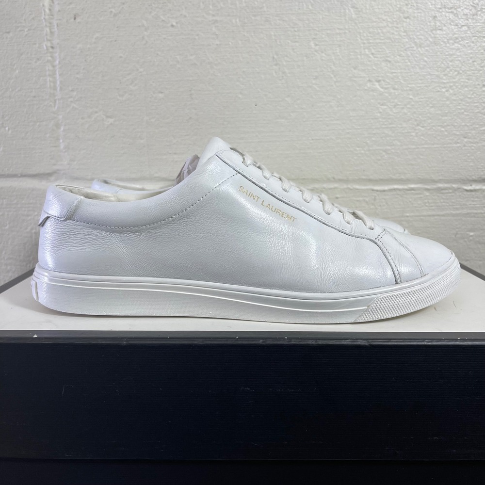 Saint Laurent Paris GE 533726 White Leather Low Top Sneakers Women's 39 EU/9 US